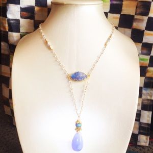 Gold Druzy, Moonstone  Necklace. NWT One of a Kind